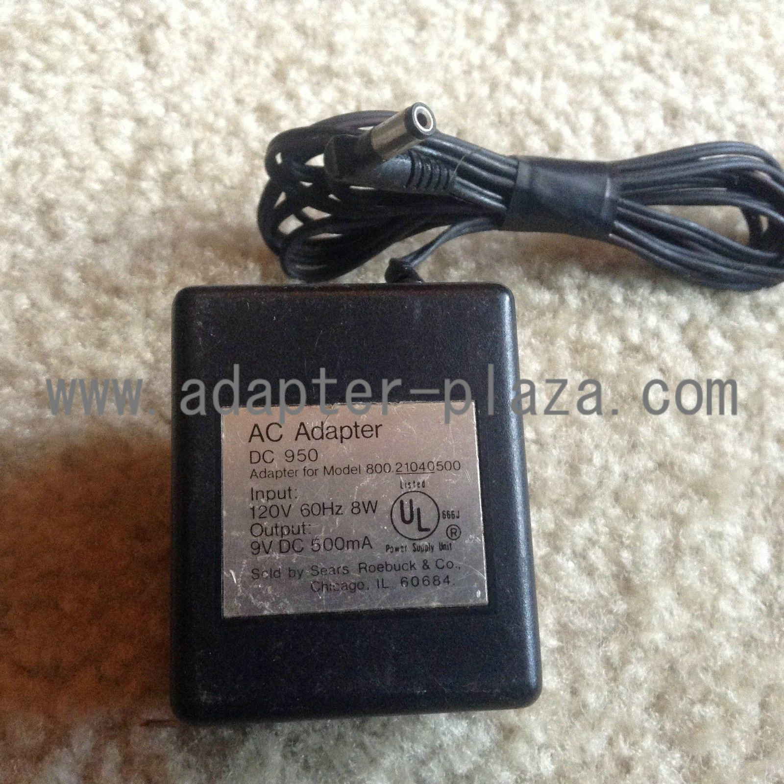 NEW SEARS 9V 500mA DC 950/21040500 AC/DC WALL WART POWER SUPPLY ADAPTER CORD